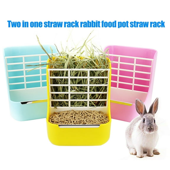 Shulemin Hay Feeder, 2 in 1 Rabbit Guinea Pig Chinchilla Hay Grass Feeder Rack Pet Food Feeding Bowl