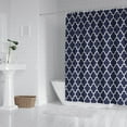 thumbnail image 2 of Navy and White Geometric Lattice Pattern Shower Curtain 72"x84" ,Bathroom Decorative Shower Curtains Set with 12 Hooks,Modern Waterproof Washable Shower Curtain, 2 of 6