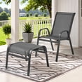thumbnail image 3 of Dovov 2 Piece Outdoor Patio Ottoman, Portable Outdoor Foot Rest Stackable Ottoman Seat Footrest Metal Textilene Patio Footstools for Recliners, Gray, 3 of 11