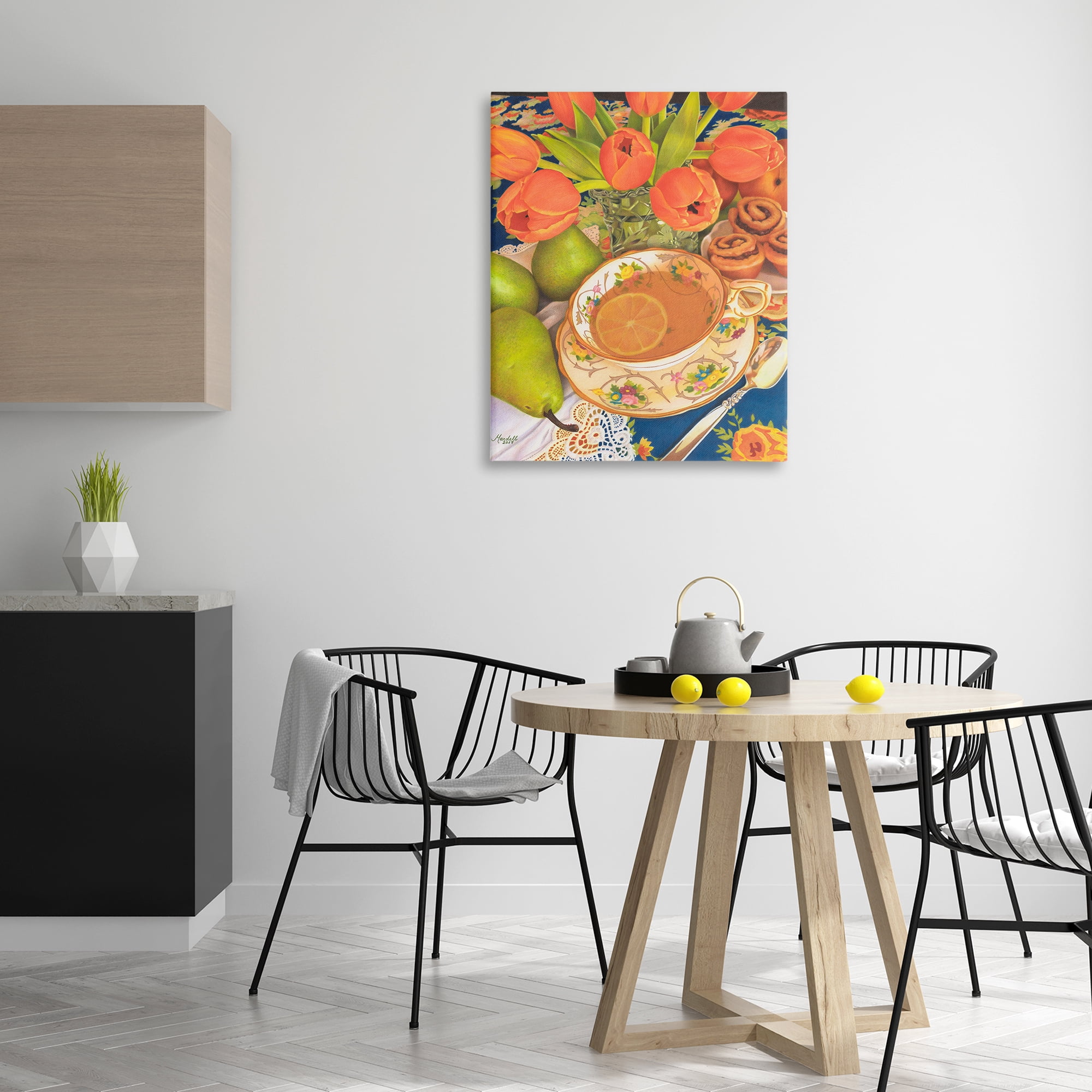 Stupell Industries Tea with Orange Tulips Food & Beverage Painting Gallery Wrapped Canvas Art Print Wall Art, 30 x 40