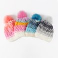 thumbnail image 4 of Krdevn Kids Winter Cable Knit Beanie Hat Single Pom Pom Lined Gradient Textured Stretchy Soft Warm Outdoor Unisex Headwear for Toddler Boys Girls, 4 of 7