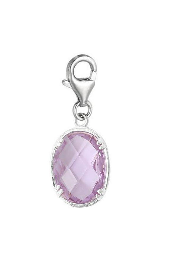 Copper Charm Pendants June Birthstone Triangle Bright Sparkly Silver Cubic Zirconia Faceted