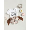 thumbnail image 4 of nvzhuang Infant Baby Girls Summer Outfits Sleeve T-shirt and Elastic Tassel Shorts Headband Set, 4 of 8