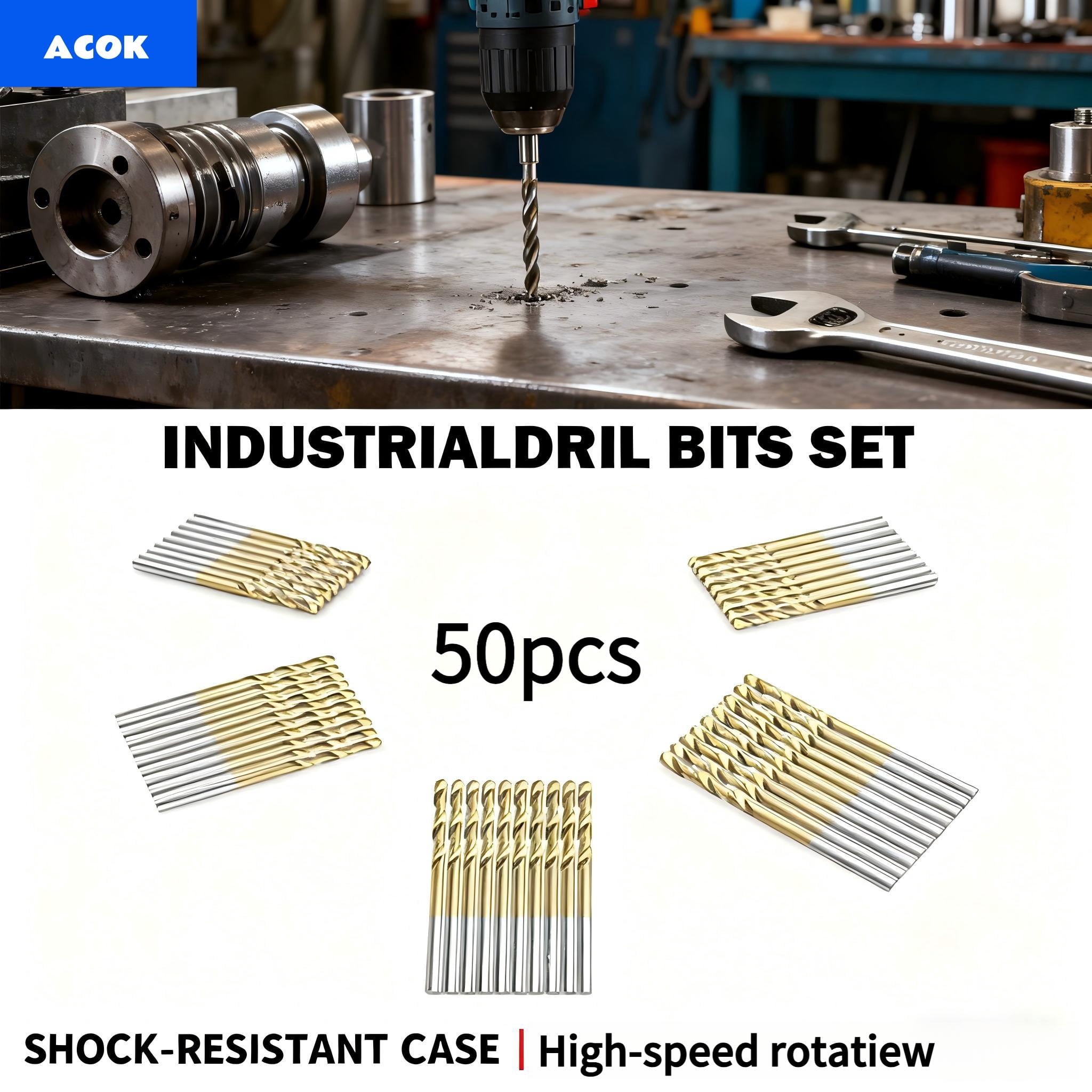 50pcs Multifunctional Drill Bit Set, Titanium Alloy Drill Bit Set, Compatible with Handheld Electric Drill Impact Drill, Suitable for Drilling Holes in Metal, Plastic, And Wood