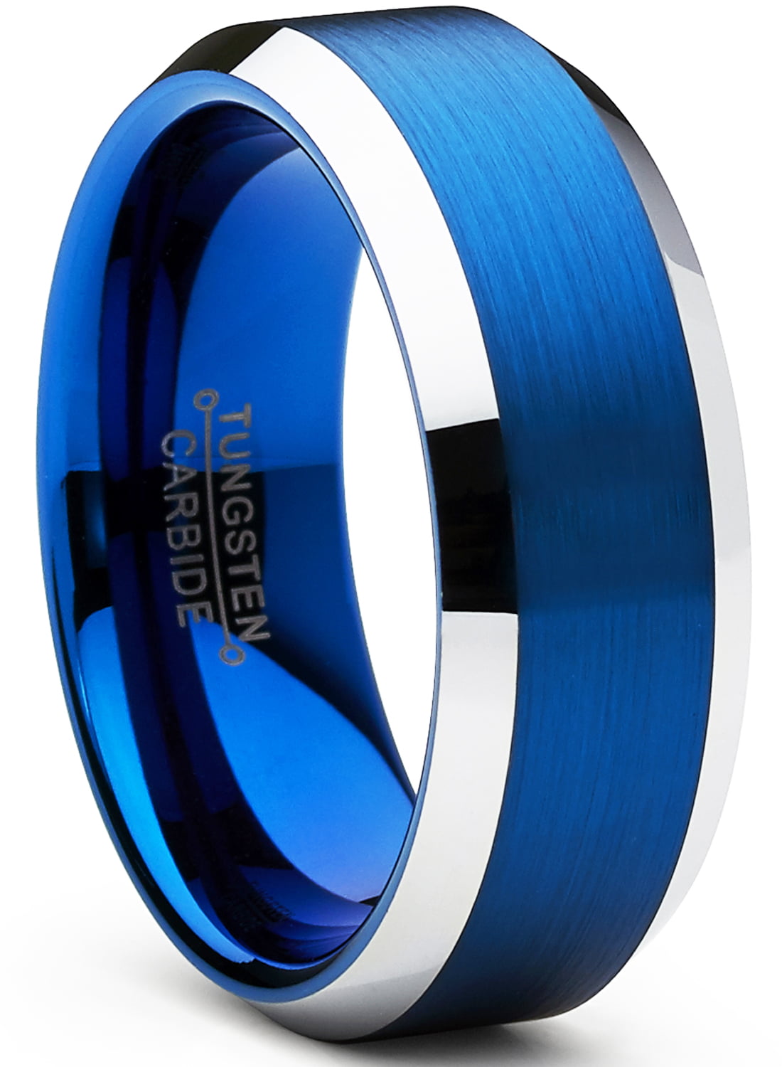 RingWright Co. - Tungsten Carbide Men's Brushed Wedding Band Blue ...