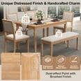 thumbnail image 3 of Harper & Bright Designs Extendable Dining Table Set for 6 with 4 Chairs & Bench, Rectangle Rustic Farmhouse Kitchen Table Set with Distressed Finish and Carved Legs, Beige, Natural Wood Wash, 3 of 17