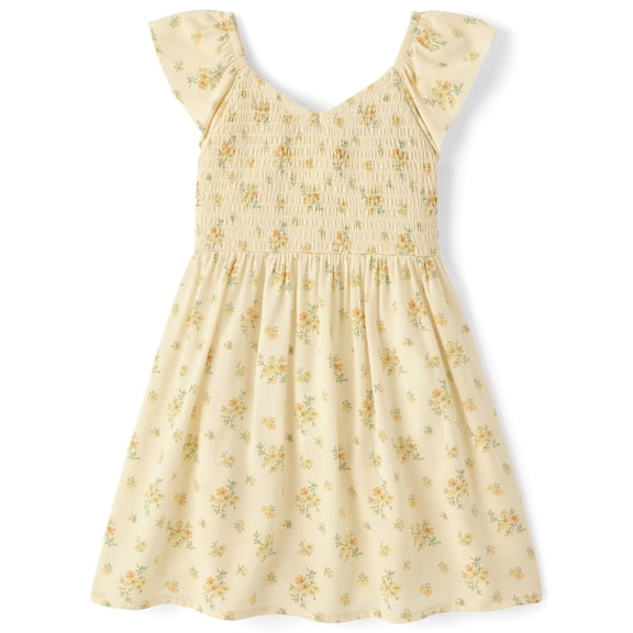The Children's Place Baby Girls Short Sleeve Floral Smocked Flutter Dress, Sizes 12M-5T