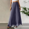 thumbnail image 5 of Qgtaibl Women's Flowy Wide Leg Pants High Waist Lightweight Palazzo Trousers Casual Loose Fit Chiffon Pants for Vacation & Daily Wear Gray M, 5 of 7