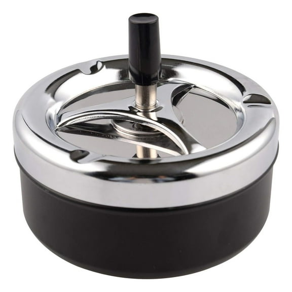 Push Down Spinning Ashtray, Stainless Steel Ashtray for Indoor Outdoor Use, Easy Clean Ashtray with Split Design (9.5cm*9cm)