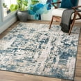 thumbnail image 3 of Mark&Day Area Rugs, 7x9 Martigues Modern Abstract Marble Denim Area Rug, Blue Grey Marble Swirl Carpet for Living Room, Bedroom or Kitchen (6'7" x 9'6"), 3 of 7
