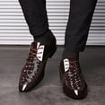thumbnail image 4 of Tawop Dress Shoes for Men Faux Leather Casual Comfy Fashion Lace Up Oxfords Brown Size:10.5, 4 of 6