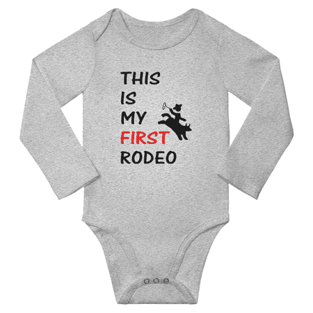 

This is My First Rodeo Cute Baby Long Sleeve Boy Girl Clothing Gift (Gray 6M)