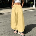 thumbnail image 6 of HappyYEE Women’s Baggy Balloon Pants Elastic Waist Wide Leg Joggers with Pockets Loose Fits Cuffed Ankle Lightweight Travel Trousers S, 6 of 7