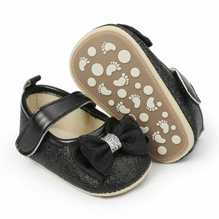 

NEGJ Girls Single Shoes Bowknot Paillette First Walkers Shoes Toddler Sandals Princess Shoes