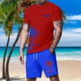 thumbnail image 2 of JLFKNG Fashion Men's 2Pcs Outfits Summer Short Sleeve T Shirts And Shorts Breathable Casual Coconut Tree Sunset Printed Hawaiian Style Suitable For Vacation, 2 of 5