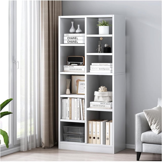 Librero Minimalista de 5 Niveles, Librero Organizador Vertical, Estructura Estable y Ahorro de Espacio, Libreros Madera Altura 150cm para Sala, Dormitorio o Estudio