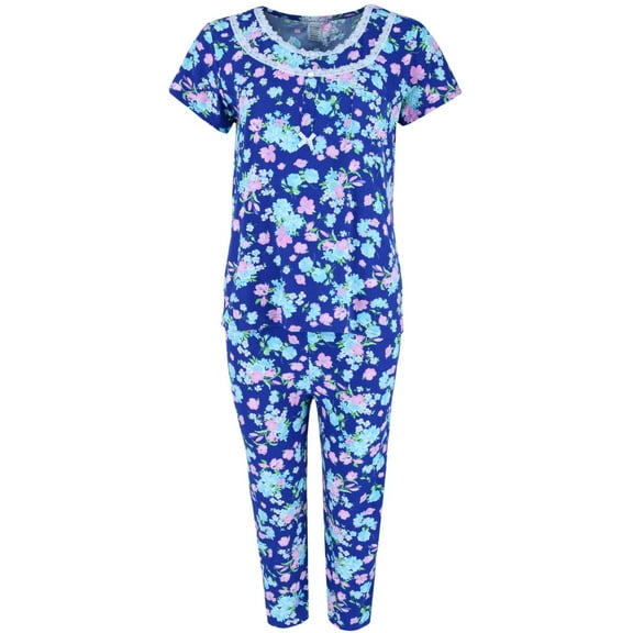 Elegant Emily Blue Floral Capri Sleep Set (Women)