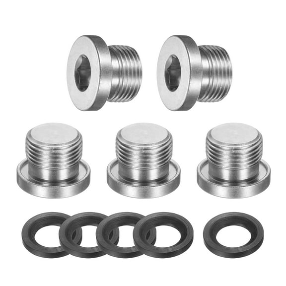 M20 x 1.5 Stainless Steel Pipe Plug 5 Pcs Metric Male Internal Hex Thread Socket with Washer