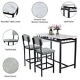 thumbnail image 3 of PORKISS 3 Piece Bar Table Set for 2, Counter Height Dining Table Set with 2 Velvet Chairs, Faux Marble Kitchen Table Set with Wine Rack and Glass Holder for Small Spaces, Apartment, Gray+White+Black, 3 of 9