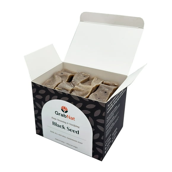 4-Pack Black Seed Soap (Savon Noir) | Infused with Blackseed Oil for Face & Body | Handmade, Cold-Processed, All-Natural Cleanser | Suitable for All Skin Types (4 x 100g / 3.5oz)