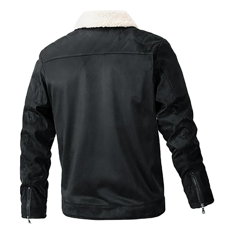 Men Fashion Jackets Fall Winter Wram Thicken Lapel Lambswool