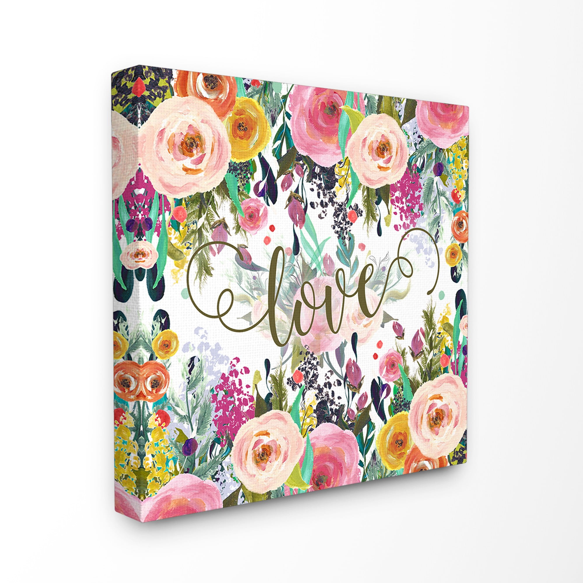 The Stupell Home Decor Collection Elegant Love Floral Stretched Canvas