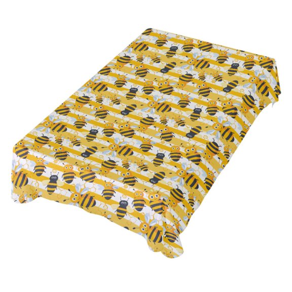 JSTEL Cartoon Bee Honeycomb Table Cloth Square 54 x 54 Inch Tablecloth Anti Wrinkle Table Cover for Dining Kitchen Parties