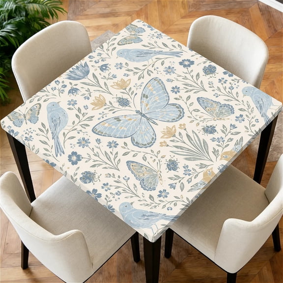 ARTSLION Square Tablecloth Washable Table Cover 54"x54" And 60"x60", Waterproof Square Table Cloth For Indoor And Outdoor, ,34 In,Butterfly Toile