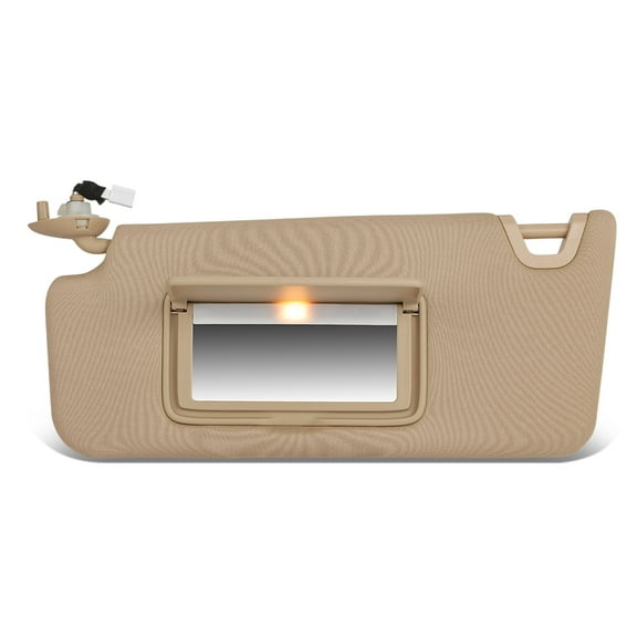 DNA Motoring Tan Factory Style Driver Left Side Sun Visor with Mirror and Vanity Light For 2008 to 2012 Honda Accord