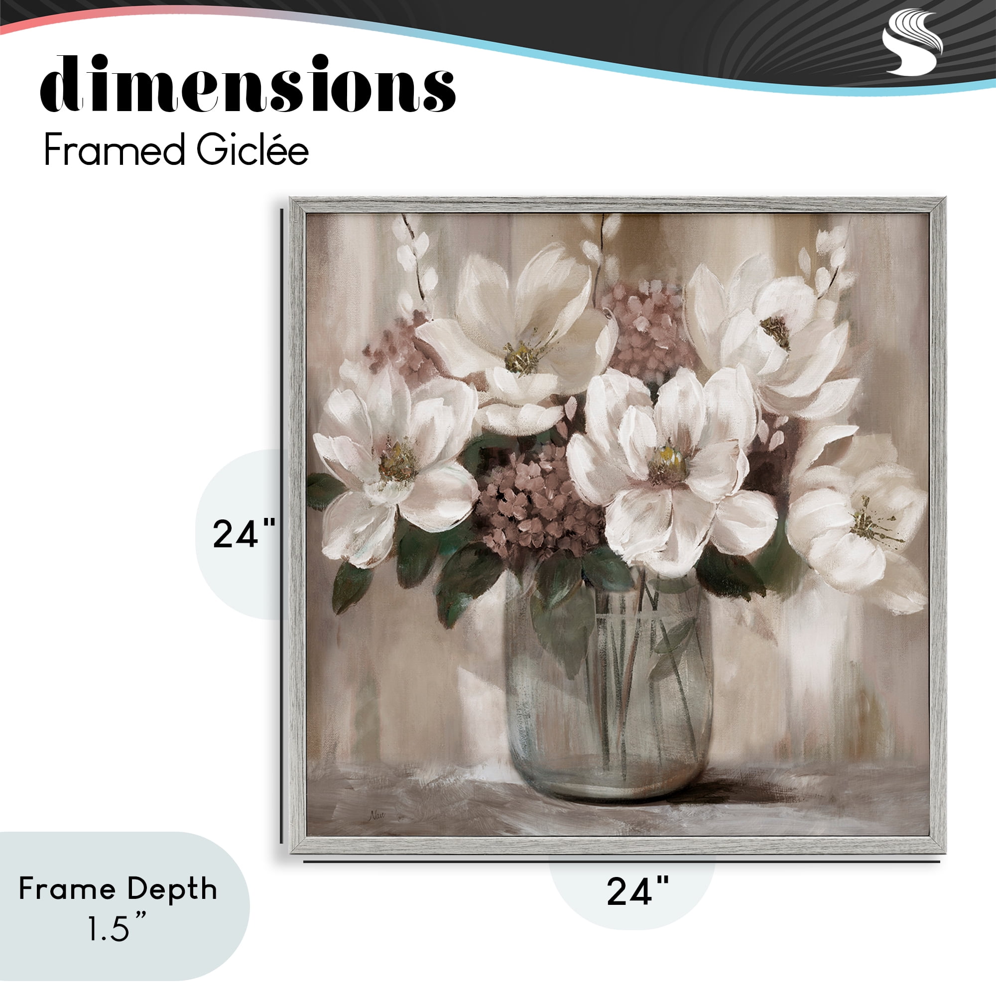 Stupell Industries Ivory Magnolias Vase Gray Framed Giclee Art, design by Nan