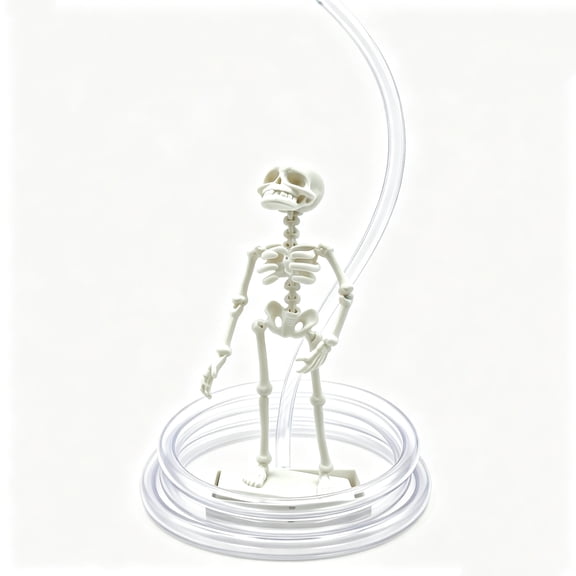 Dancing Skeleton Aquarium Bubbler Decoration, Air Driven Resin Skeleton Fish Tank Ornament with 19.69 in Hose for Halloween Tank Decor White