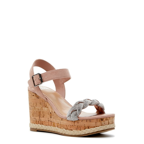 Madden NYC Women's Braided Rhinestone Wedge Sandal