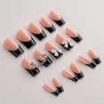 thumbnail image 4 of Fofosbeauty 24pcs Press on False Nails, Long Coffin Fake Acrylic Nails,Small Fragrance Bow Star Diamond Black, 4 of 9