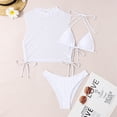 thumbnail image 3 of Trajes de baño Halter para mujer Trajes de baño de 3 piezas de color sólido con aros con cubierta FLhrweasw Para estrenar, 3 of 7