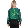 thumbnail image 2 of Women's Glitter Sequin Sweatshirt Long Sleeve Pullover Tops with Ribbed Cuffs, 2 of 5
