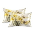 thumbnail image 2 of Dailycode Satin Pillow Case Standard Silk Pillow Cover for Hair and Skin Envelope Closure Yellow Flower Butterfly 20"x26", 2 of 9