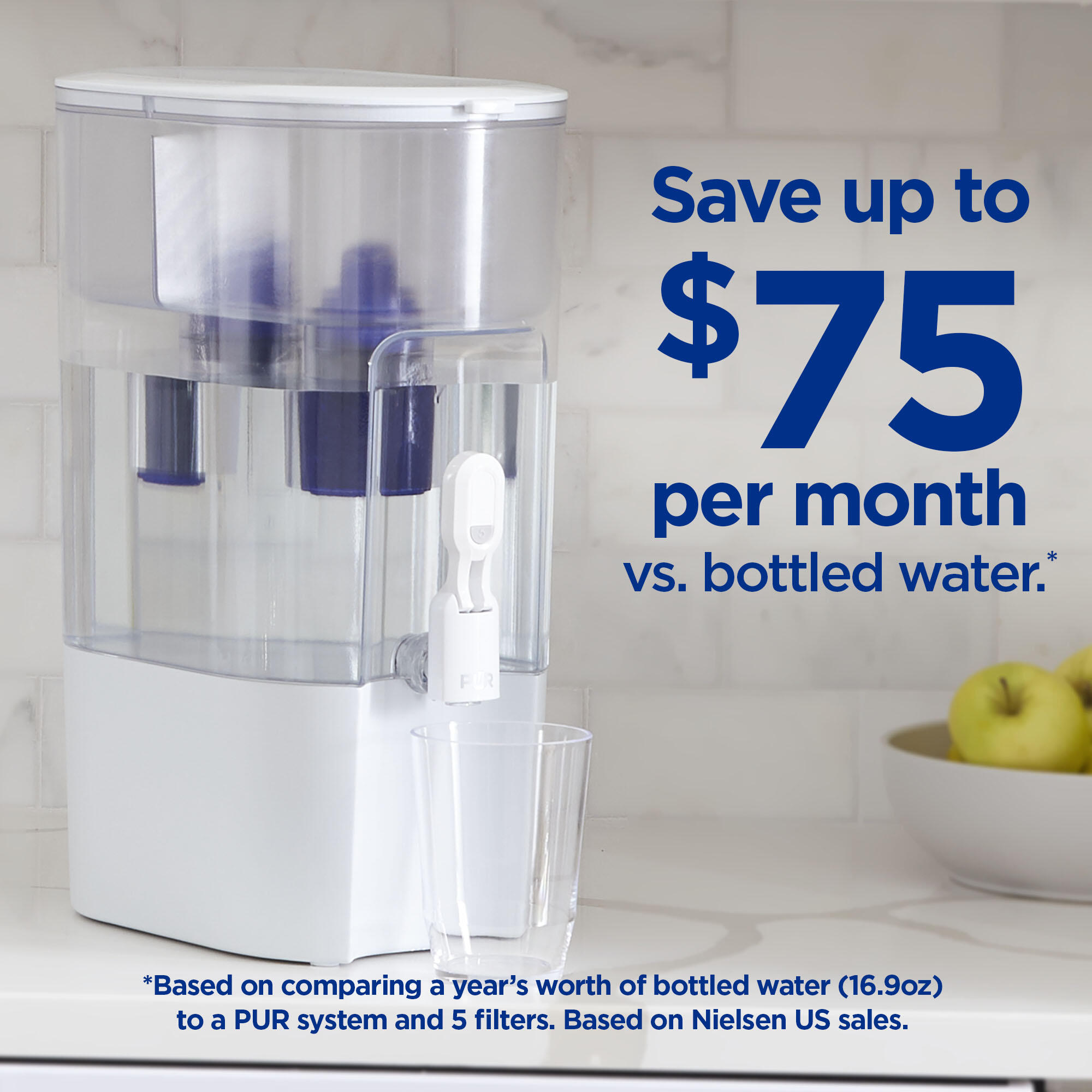 PUR 44-Cup XL Water Filter Dispenser with 2 Filters, White photo 4