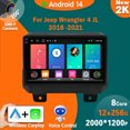 thumbnail image 2 of Radio para coche Android 14.0 para Jeep Wrangler 4 JL 2018-2021 5G WIFI IPS Pantalla táctil 9 "Reproductor de video multimedia Navegación GPS Wifi, 2 of 5