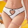 thumbnail image 2 of Ozmmyan Womens Low Rise Ribbed Cotton Bikini Panties Heart Cutout Bow Detail Breathable Cheeky Underwear, 2 of 5