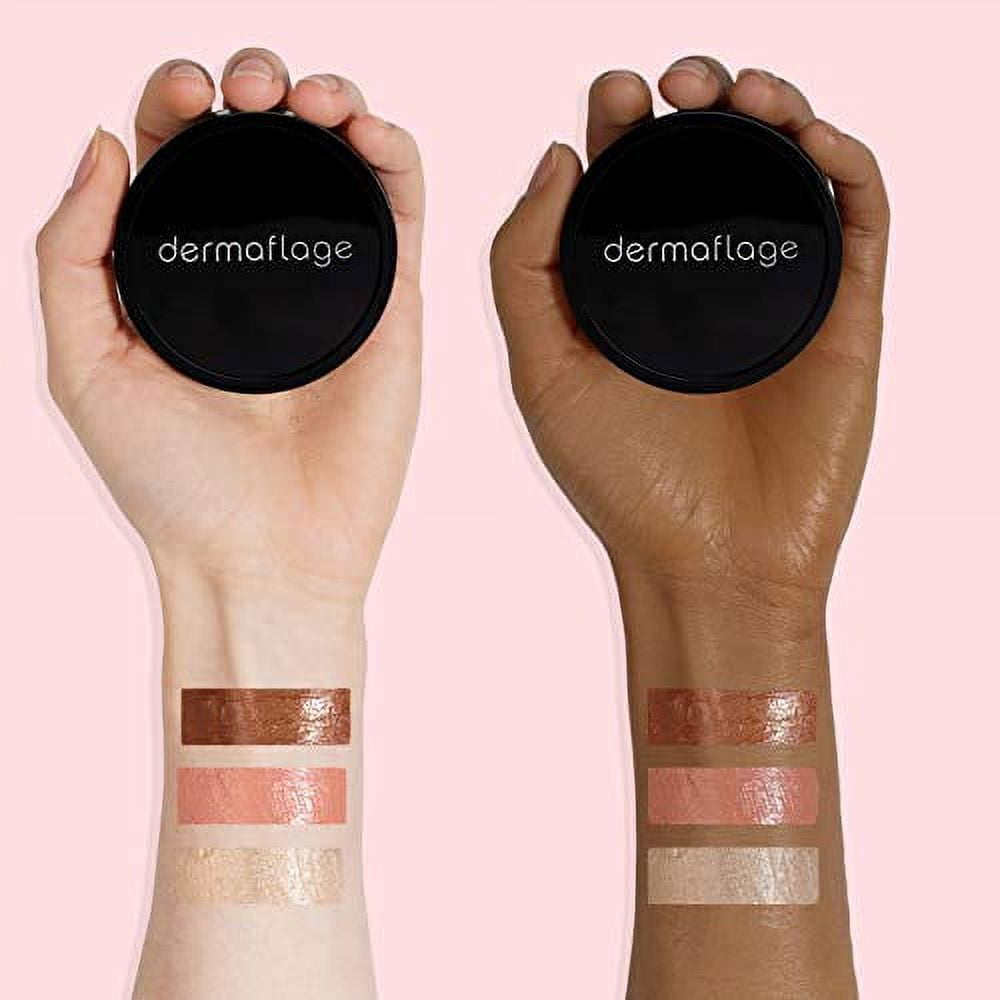 Dermaflage Highlighter Palette - Bronzer, Highlighter, Blush Trio for Dewy Skin – Blush Highlighter Palette, Bronzer and Highlighter Palette, Makeup Highlighter Palette