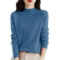 thumbnail image 2 of Sweaters for Women Half Turtleneck Long Sleeve Jumper Knitted Pullover Warm Sweater Tops Blue 2XL, 2 of 6