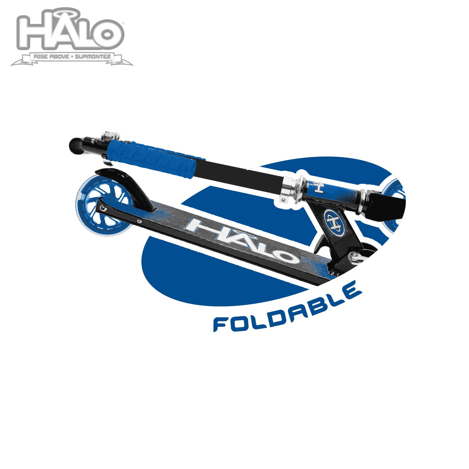HALO Rise Above Supreme 100mm Wheel Inline Scooter - Blue - 220 lbs Weight - Unisex