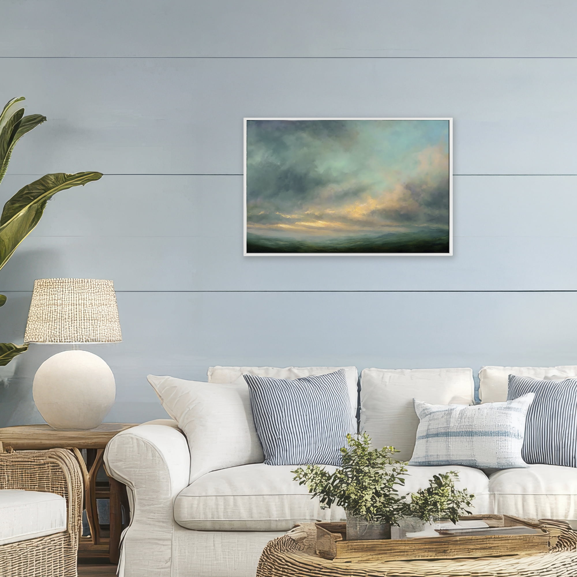 Stupell Industries Blue Toned Golden Hour White Framed Giclee Art, design by Petal Prints Design