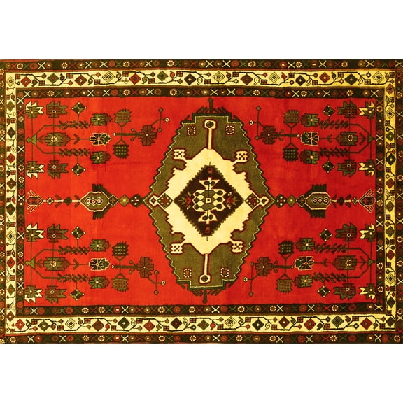 Ahgly Company Indoor Rectangle Persian Yellow Traditional Area Rugs, 3' x 5'