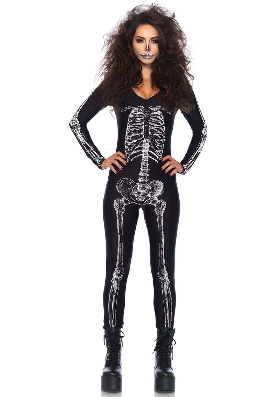 Smiffys Womens X-Ray Skeleton Ankle Length Spooky Halloween Fancy Dress Costume 