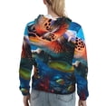 thumbnail image 7 of Lsque Ice Blue Ocean Sea Turtle Pattern Casual Women's Hoodie,Hooded Sweatshirt with Kangaroo Pocket,Pullover Hoodie with Eye-catching Drawstrings-Small, 7 of 7