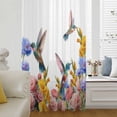 thumbnail image 6 of Hummingbirds Sheer Curtains 63 Inches Long, Spring Summer Watercolor Flowers Plant Light Filering Curtains, Breathable Simi Curtain Privacy Drapes for Living Room Bedroom Lightweight Window Treatment, 6 of 9