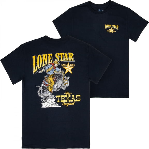 Lone Star Beer Blazing Saddles Black Front and Back Print T-Shirt-XLarge