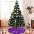 thumbnail image 7 of Rocae Purple Glitter for Christmas Tree Skirt with Pom Pom Trim for Holiday Party for Holiday Home Decor Indoor Outdoor-30", 7 of 7