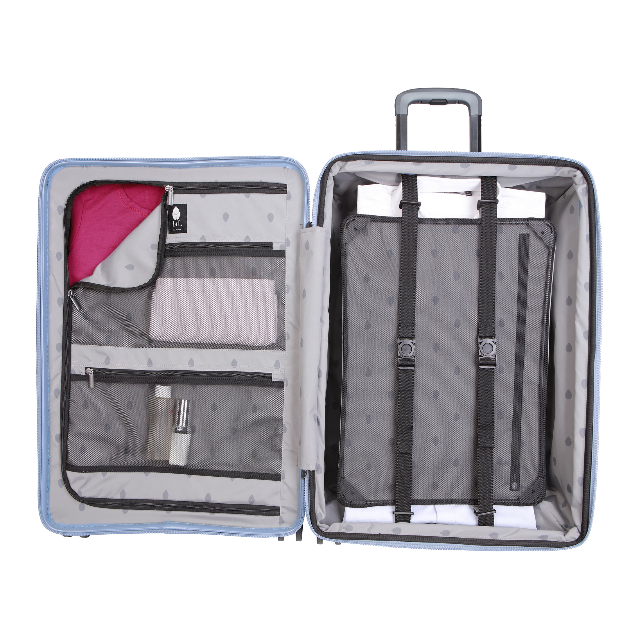 btL 24-inch Checked Expandable Hardside Upright Luggage With 360 Spinner Wheels and Divider Pockets, Blue Shadow
